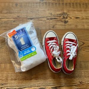 Hanes tank boys and Converse shoes